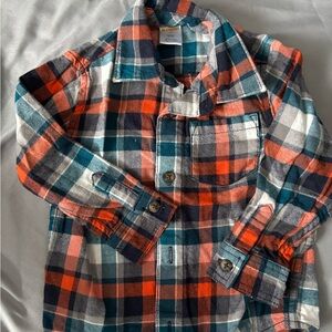 Gymboree Orange, Teal & Navy Plaid Button-Down Shirt